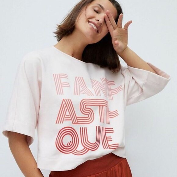 Anthropologie Tops - Maeve Anthropologie Light Pink "Fantastique" Oversized Tee - Size XS